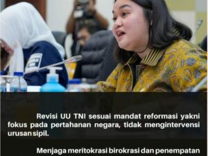 Farah Putri Nahlia: UU TNI Menegaskan Fokus Pertahanan dan Menjaga Meritokrasi !
