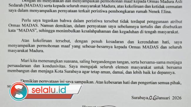 Mediasi Selesai, Begini Isi Surat Pernyataan Armuji ke Madas
